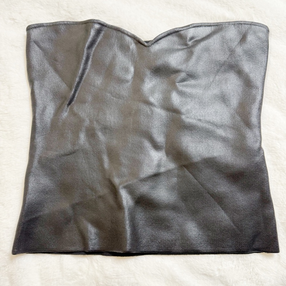 Zara Faux Leather Strapless Top XL